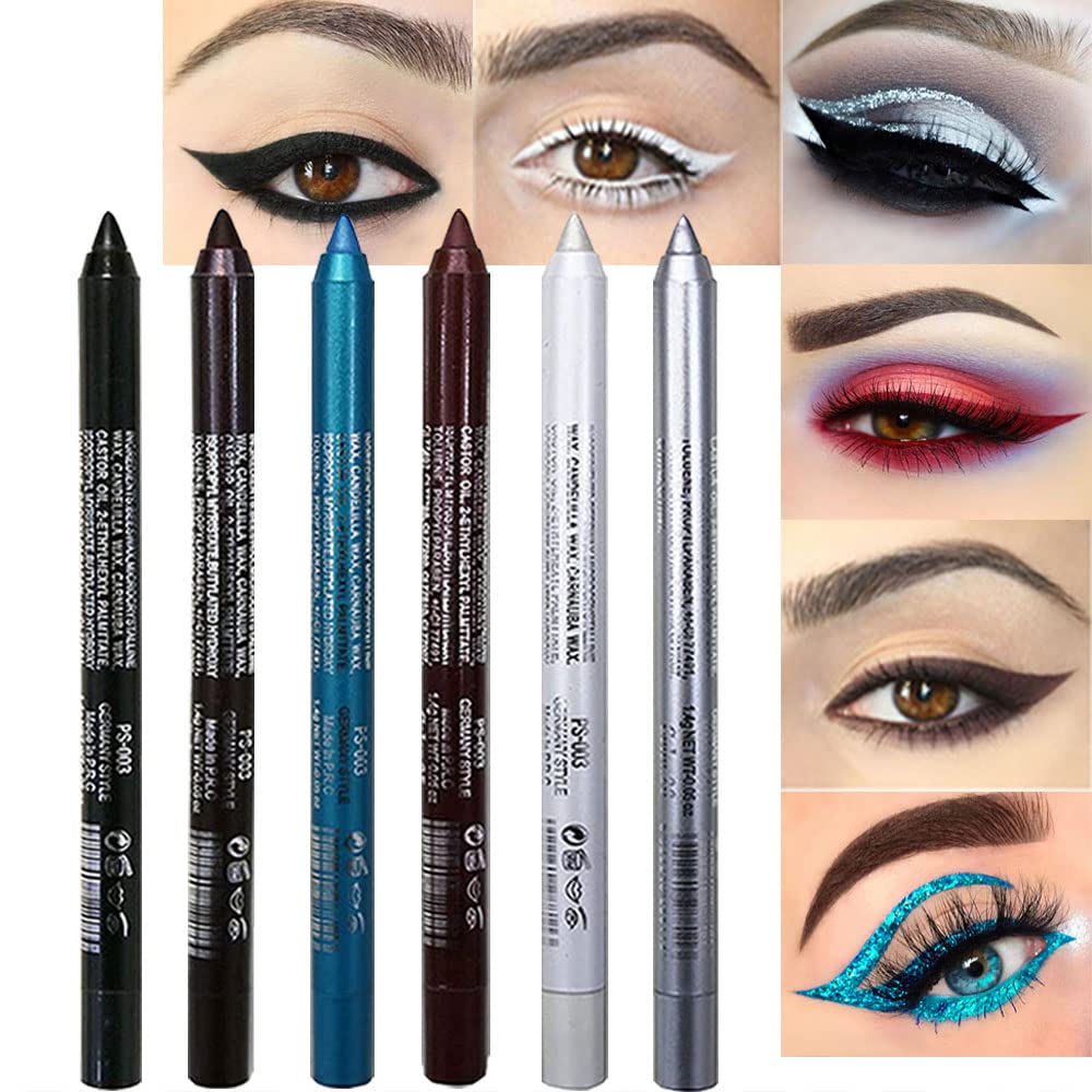 evpct ensemble 6 crayons eyeliner blanc mat, précision nette et tenue longue durée