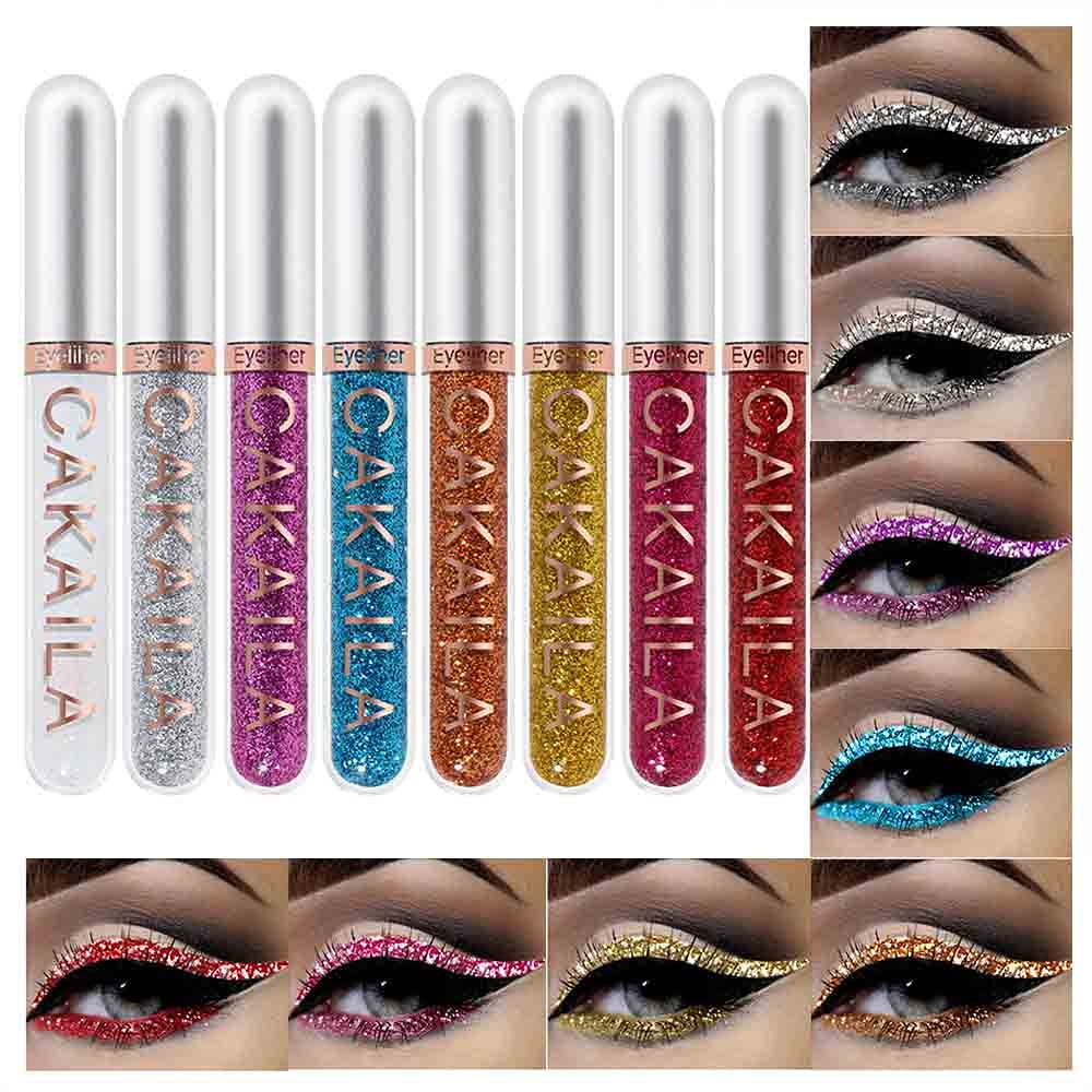 evpct traceur paillettes huit couleurs sur flacon, effet iris durable pour un regard unique