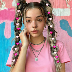 Exacoo clip-coeur pailleté rose pastel idéal pour occasions romantiques.