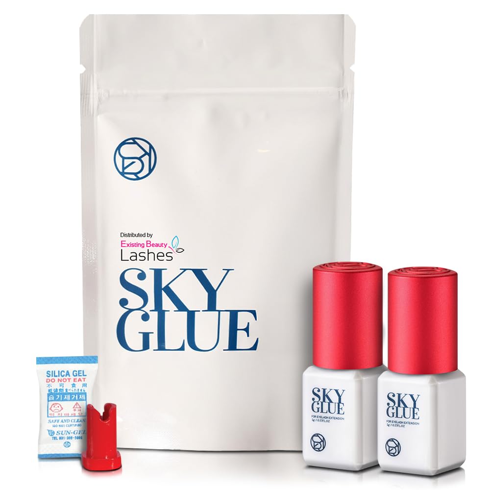 Existing Beauty Sky Glue S+ – bouteille noire 5 ml, adhérence longue pour extensions cils