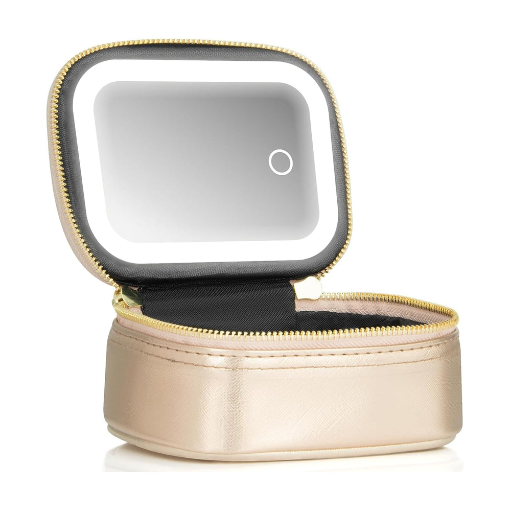 Trousse maquillage mini Extrei Gent avec miroir LED intégré pour retouches en déplacement.