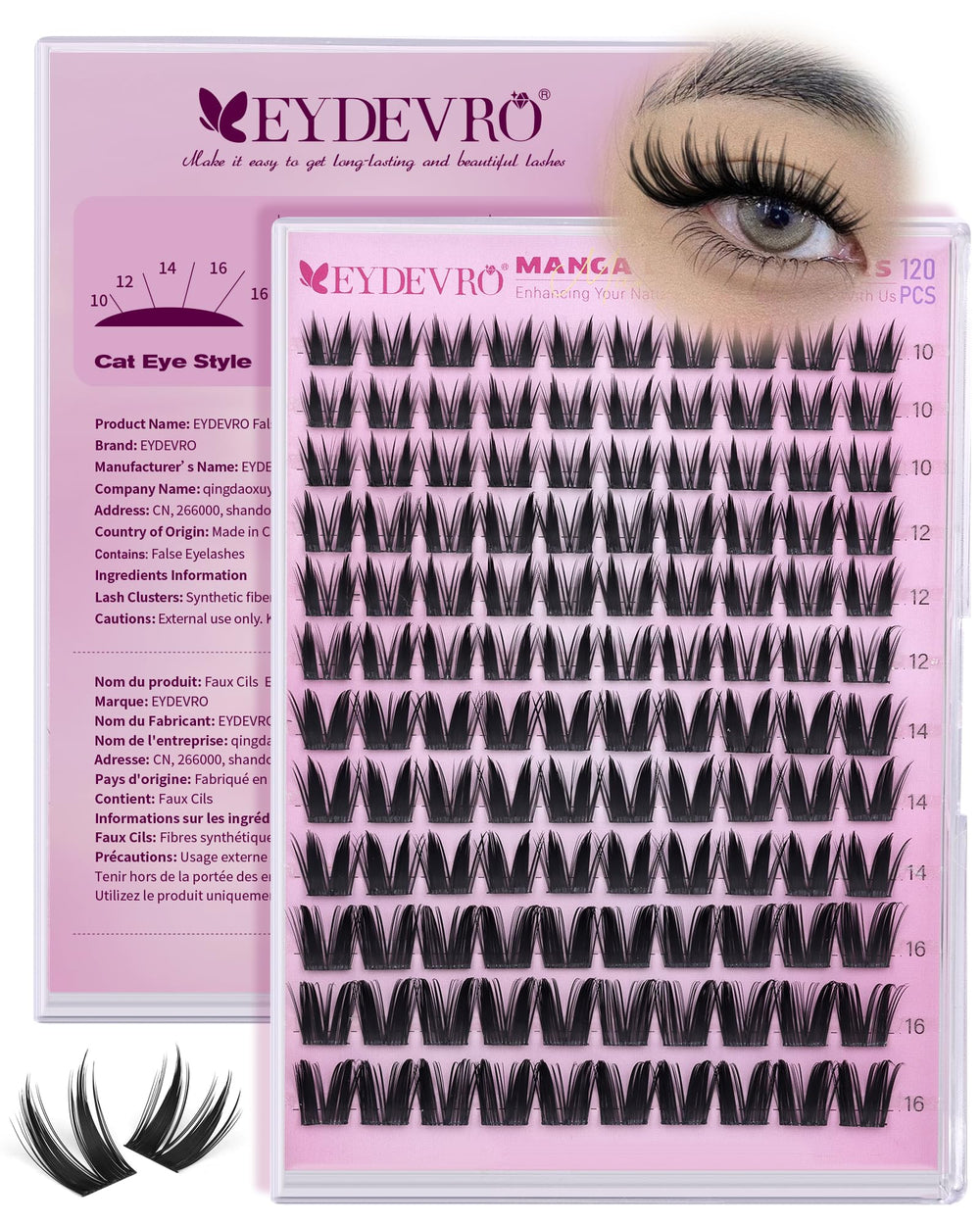 Cils EYDEVRO Bunny Lash Clusters manga lapins pour un regard large et mignon.