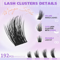 EYDEVRO kit cils 192 pièces, mélange 10–16 mm pour effet naturel et volumineux