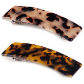 Eyegla barrettes écaille de tortue rectangulaires, allure élégante et durable.