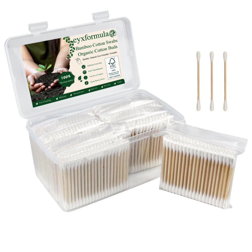 eyxformula bâtonnet bambou coton double pointe pour nettoyage précis des oreilles