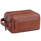 Ezday trousse de toilette voyage en cuir brun – rangement pratique pour vos essentiels.