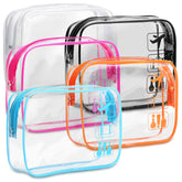 Trousse toilette transparente F-color format quart prête pour le bagage cabine.