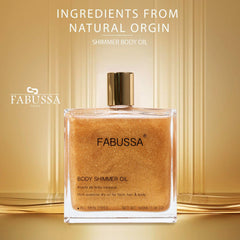 Fabussa huile scintillante : texture sèche qui hydrate rapidement la peau.