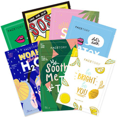FACETORY Best of 7 packaging showcases the sheet mask set for display and gifting.