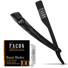 Facón rasoir droit kit professionnel, ensemble complet pour une coupe nette à domicile.