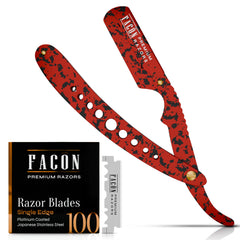 Facón rasoir droit avec poignee ergonomique, prise en main précise pour un rasage confortable.