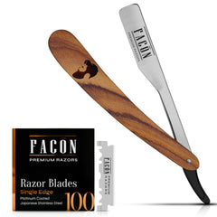 FACON rasoir droit avec poignée ergonomique pour rasage précis et confortable.