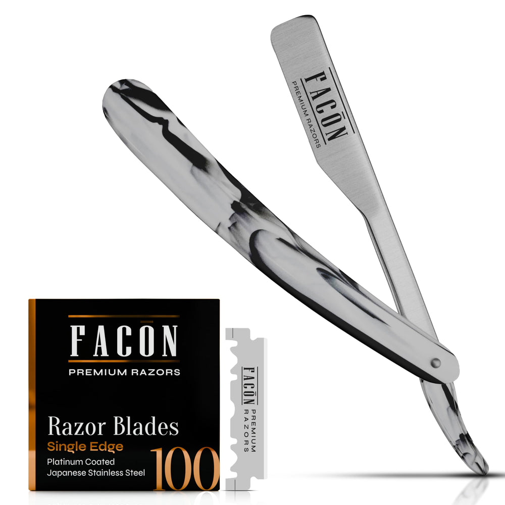Rasoir Facón droit professionnel, manche ergonomique pour un contrôle précis.