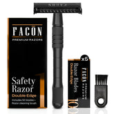 Facón rasoir sécurité double tranche avec ouverture papillon pour un rasage précis et doux.