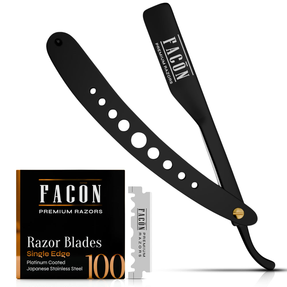 FACON rasoir droit avec poignée ergonomique pour un contrôle précis du rasage quotidien.