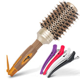 Brosse Fagaci ronde avec poils de sanglier naturel pour des cheveux lisses et protégés.