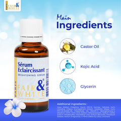 FAIR & WHITE Original Brightening Serum texture close-up shows light, silky consistency