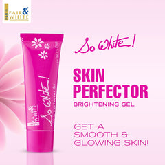 Application du gel So White sur le teint pour un rendu uniforme.