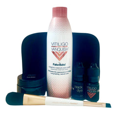 Kit Fake Bake Vitiligo Vanquish avec concealer liquide pour camoufler les dépigmentations.