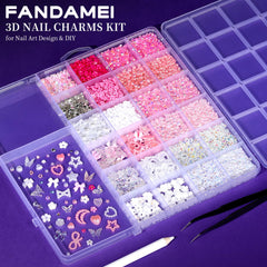 Éléments fleurs 3D Fandamei pour motifs floraux sur ongles
