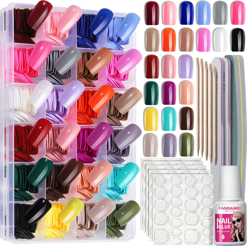 Ongles Fandamei à pression 24 couleurs dans boîte transparente.