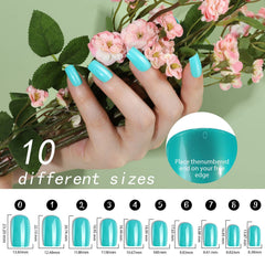 Ongles carré moyen Fandamei, fini brillant et élégant.
