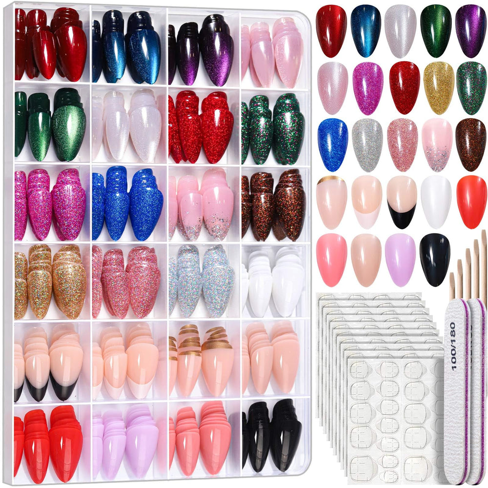 Kit FANDAMEI d’ongles adhésifs amande, pose rapide et sans effort