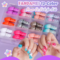 Ongles FANDAMEI avec paillettes dorées, allure glamour rapide.