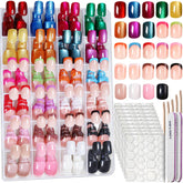Ensemble FANDAMEI d’ongles presse courts, 24 couleurs pour varier votre style.
