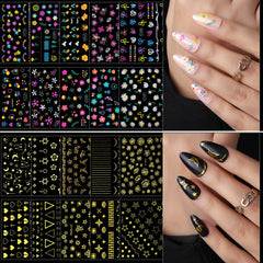 Stickers ongles dorés Fandamei – accents luxueux et faciles à appliquer.