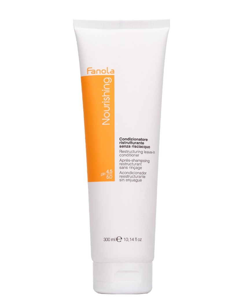 Fanola, bouteille du soin sans rinage restructurant, cheveux plus hydratés et brillants.