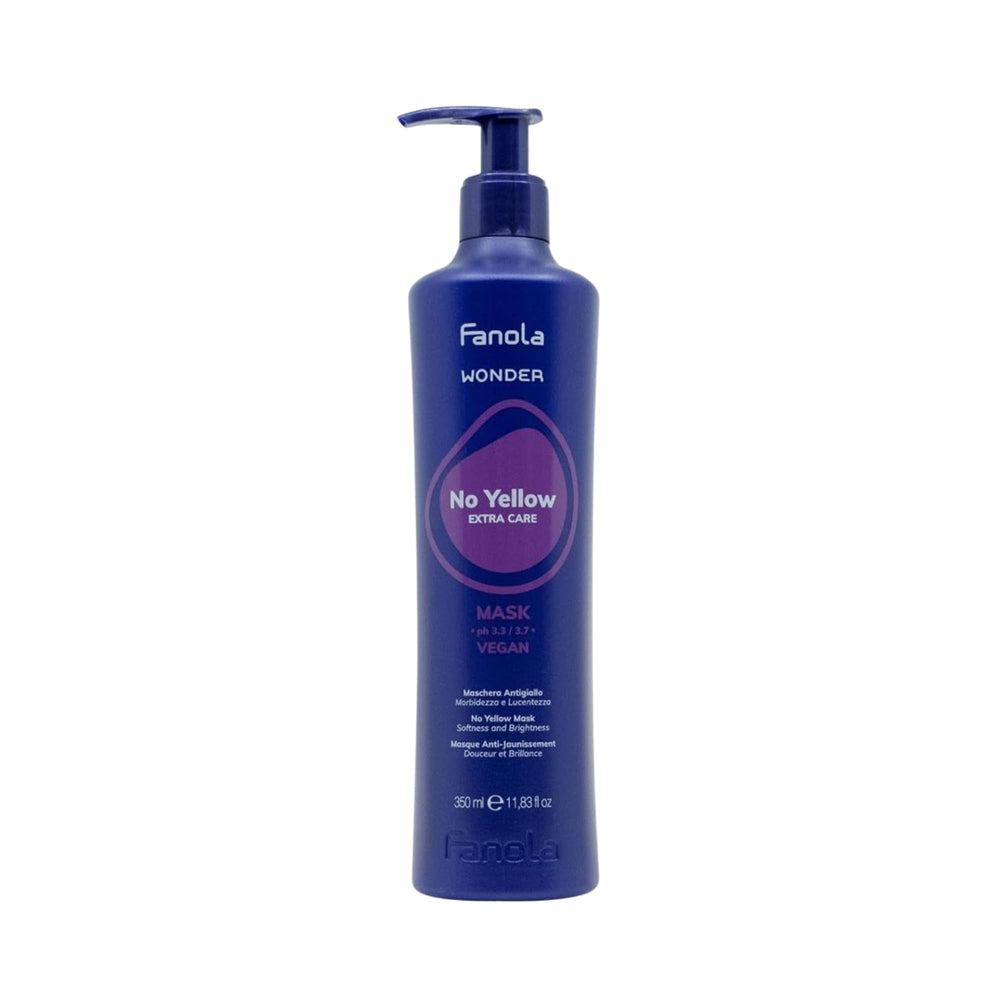 Fanola Wonder No Yellow - bouteille violette illustrant le soin neutralisant les reflets jaunes.