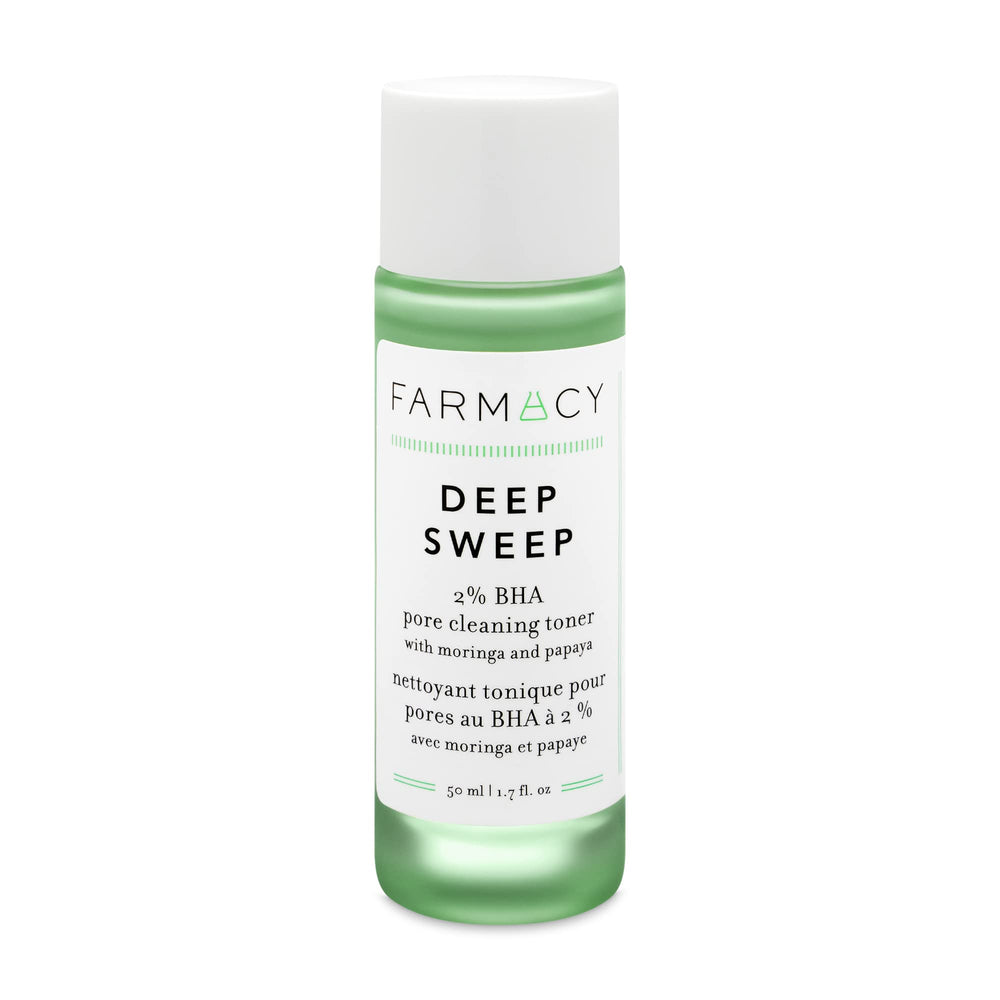 Farmacy Deep Sweep Toner – bouteille prête à l'emploi, exfolie en douceur pour pores nets.