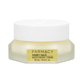 Farmacy Honey Halo bottle closeup showing ceramide moisturizer for deep hydration.