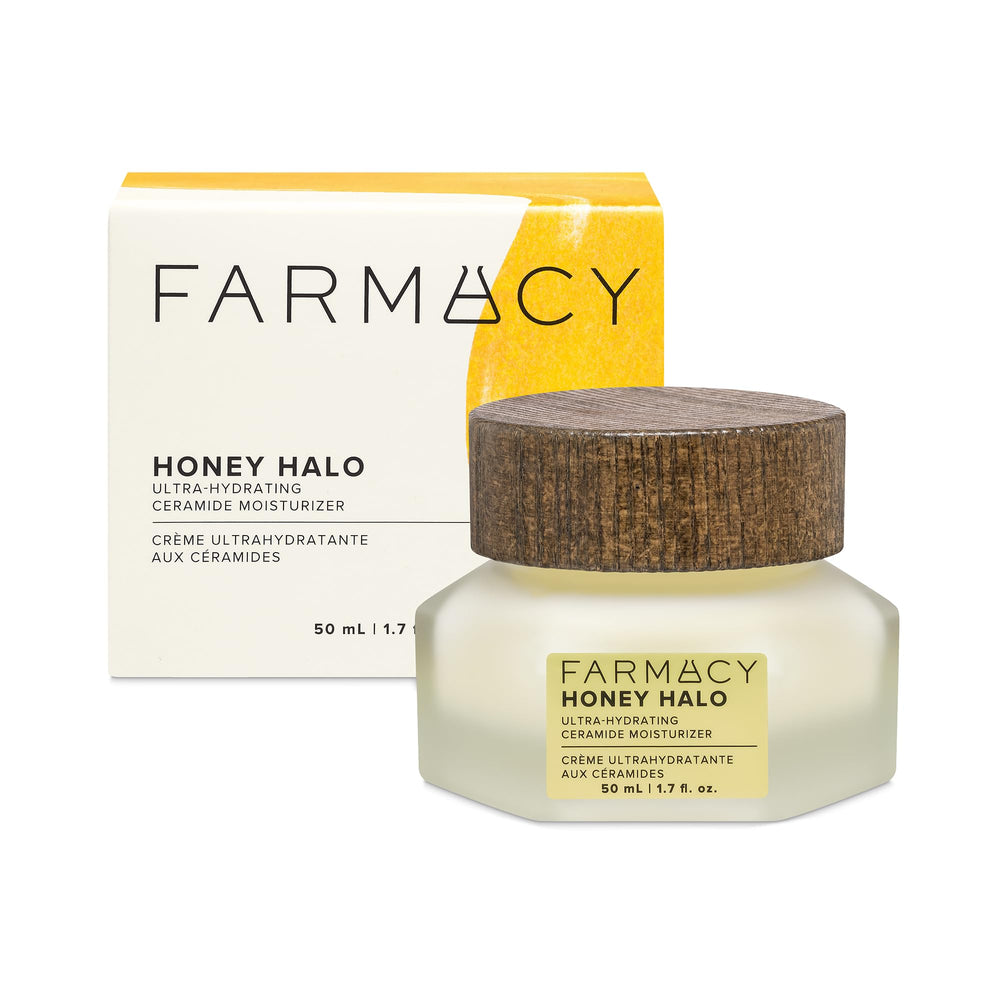 Farmacy Honey Halo crème visage: emballage élégant pour démarrer votre routine quotidienne.