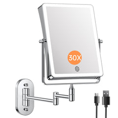 Miroir mural Fascinate rectangulaire avec lumière intégré pour un regard global précis.