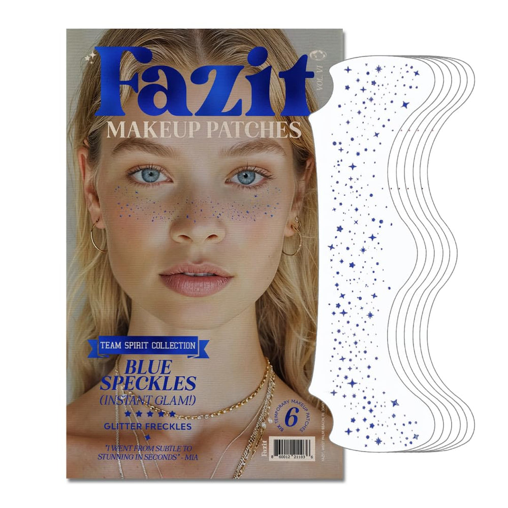 Patchs Fazit : points bleus scintillants pour un look durable et festif.