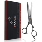 Fcoget ciseaux d’amincissement avec lames 440C ultra affûtées pour une coupe précise.