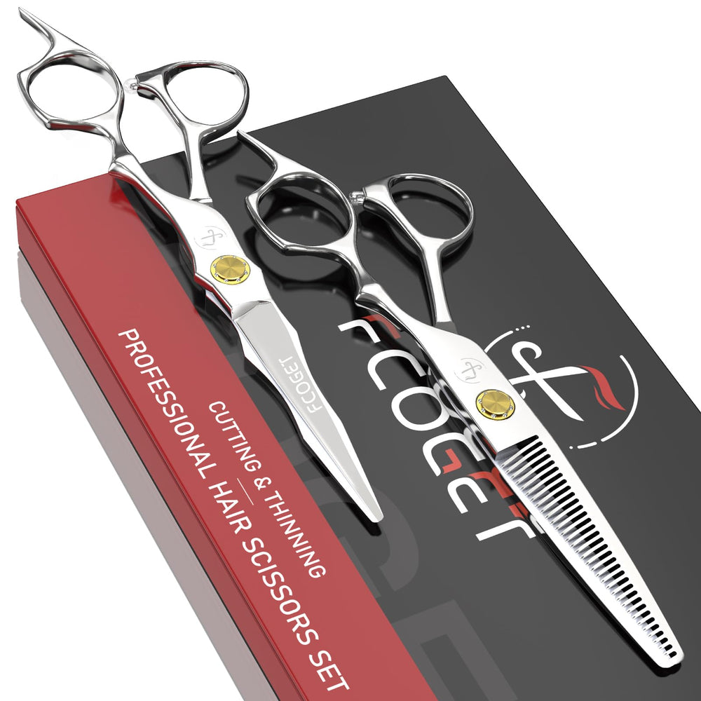 Fcoget ciseaux barbier professionnels avec lames ultra affûtées pour des coupes nettes.