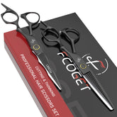 Fcoget ciseaux barbier professionnels 6,8 pouces en action pour coupe précise.
