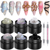 Fcozpjk gel-builder-solide: six couleurs visibles dans les flacons, palette prête pour des designs variés.