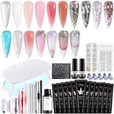 Kit Fcozpjk gel poly avec lampe UV pour des extensions durables.