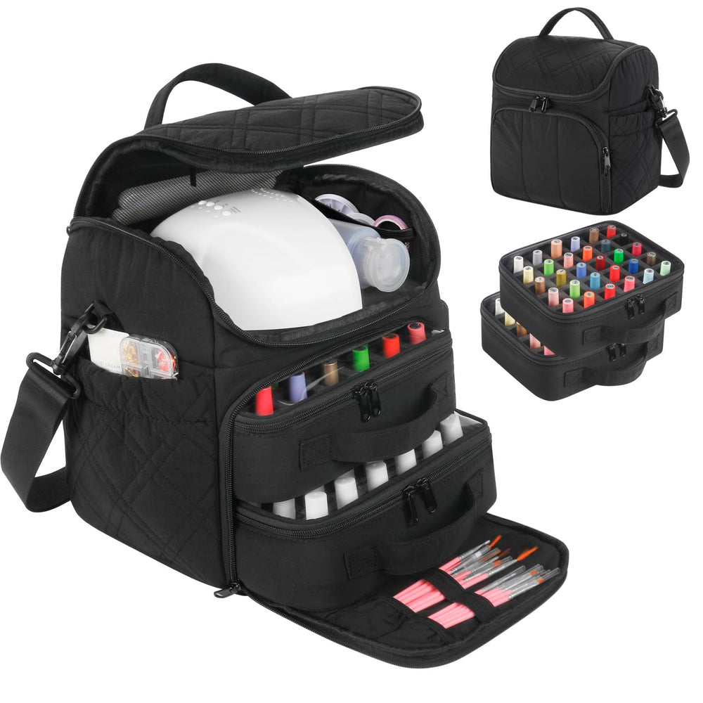 FCQQYWZ Organisateur vernis: 60 flacons et lampe intégrée pour déplacements.