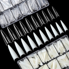 FEBSNOW tips d’ongles longs stilettos transparents pour extensions précises.