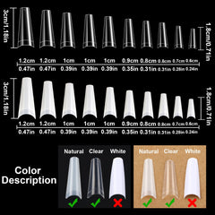FEBSNOW pointes d’ongles coffins ballerina naturelles translucides pour extensions propres.