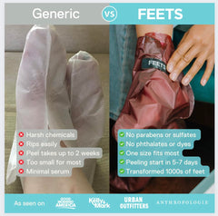 Chaussons FEETS exfoliants pour pieds, parfum eucalyptus lavande.