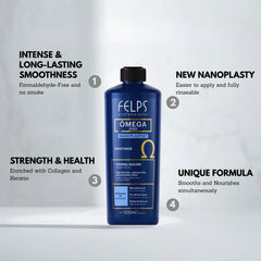Cheveux après traitement Omega Zero Resistance: brillance et douceur.