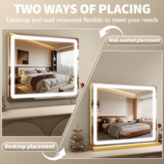 Miroir FENNIO avec base stable pour poser sur bureau ou table.