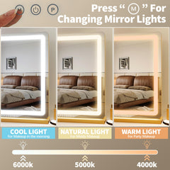 Miroir FENNIO à LED, 3 couleurs pour s'adapter à l'heure et l'ambiance.