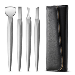 FERYES kit pédicure 4 pièces avec étui en cuir pour rangement pratique.